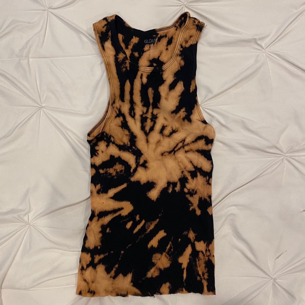 Hand-Dyed Bleach Tie Dye Cropped Tank Top